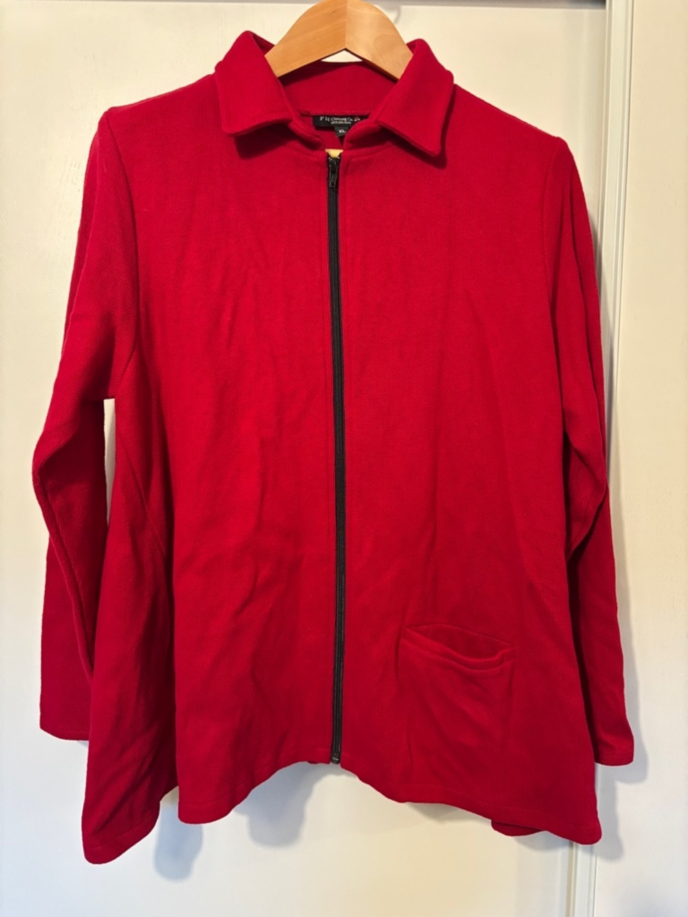 FH Fat Hat Red Swing Jacket Over Size XL Lagenlook Art to Wear Relaxed USA